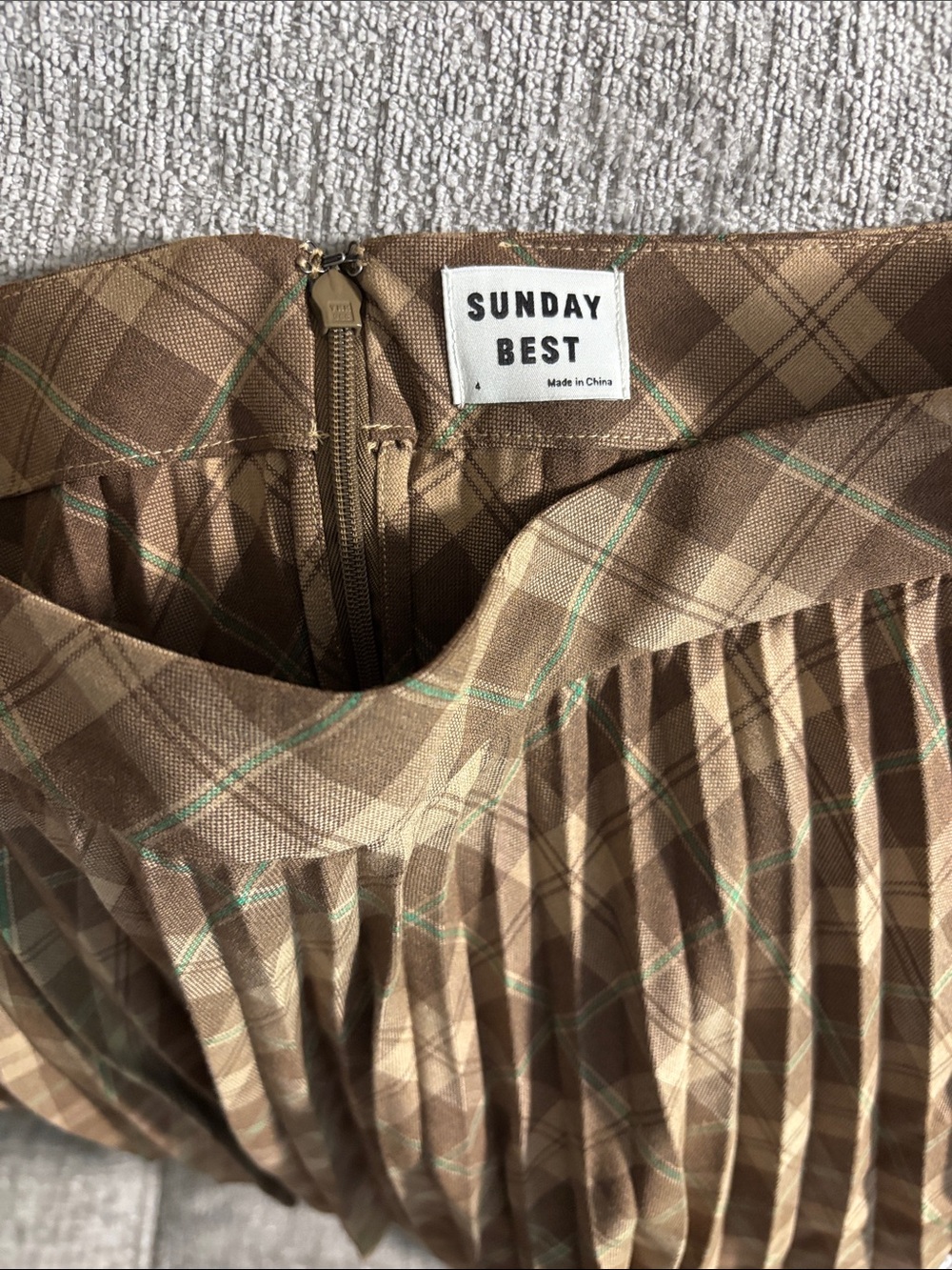 Sunday best size 4 Pleated Brown Plaid Mini Skirt - Picture 2 of 3